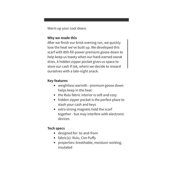 Lululemon What The Fluff Scarf Polar Cream Slope Stripe Down Fill Hidden Pocket - Picture 8 of 13